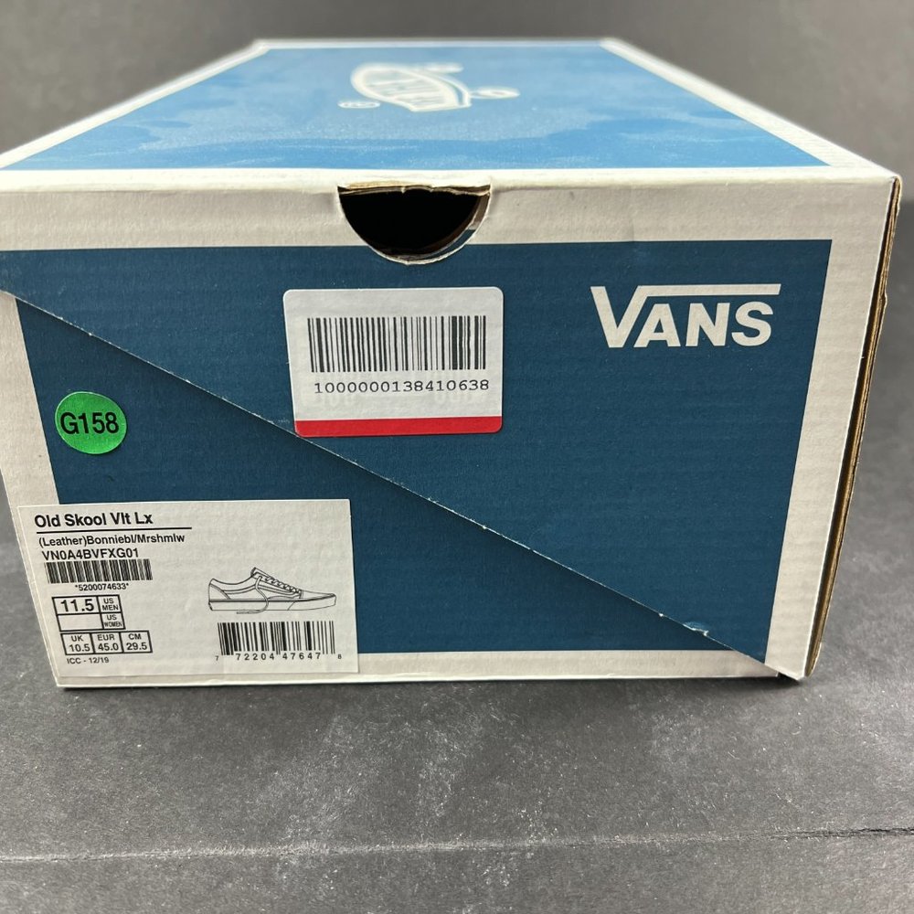 VANS Shoe Men Old Skool Vault Leather White Bonnie Blue Sneaker VN0A4BVFXG01 - Picture 12 of 14